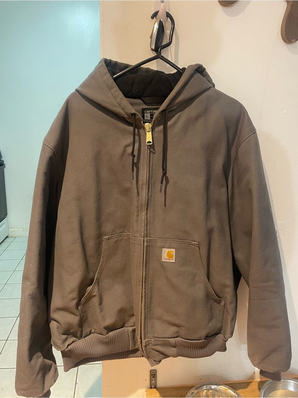 Carhartt Dark Brown Hooded Zip-Up Work Jacket
